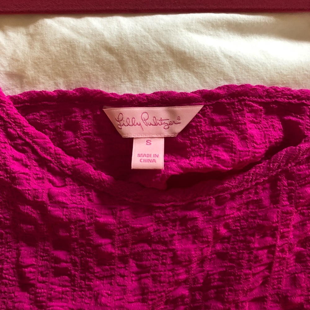 Hot pink Lilly Pulitzer fringe hem tank top - Picture 3 of 4